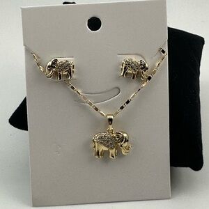 14k Gold laminate Elephant Jewelry Set